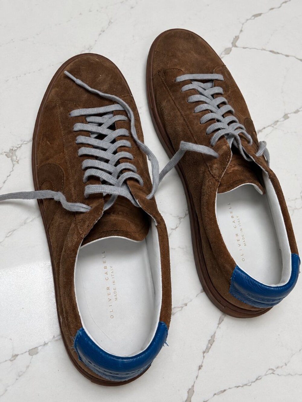 Oliver Cabell Brown Suede Low-Top Sneakers Blue Heel EU 44
